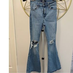 Hollister Light Blue Distressed Flare Jeans
